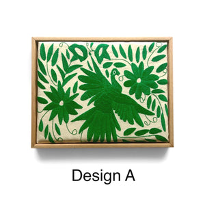 Boho Wall Art Small | Otomi Embroidery Pattern | Unique Art Gift | Custom Frame | Otomi Natalia Royal Green from Tenango de Doria