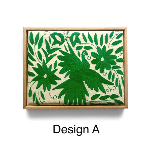 Boho Wall Art Small | Otomi Embroidery Pattern | Unique Art Gift | Custom Frame | Otomi Natalia Royal Green from Tenango de Doria