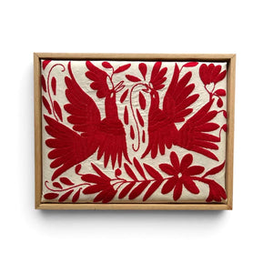Boho Wall Art Small | Otomi Embroidery Pattern | Unique Art Gift | Custom Frame | Otomi Natalia Royal Red from Tenango de Doria