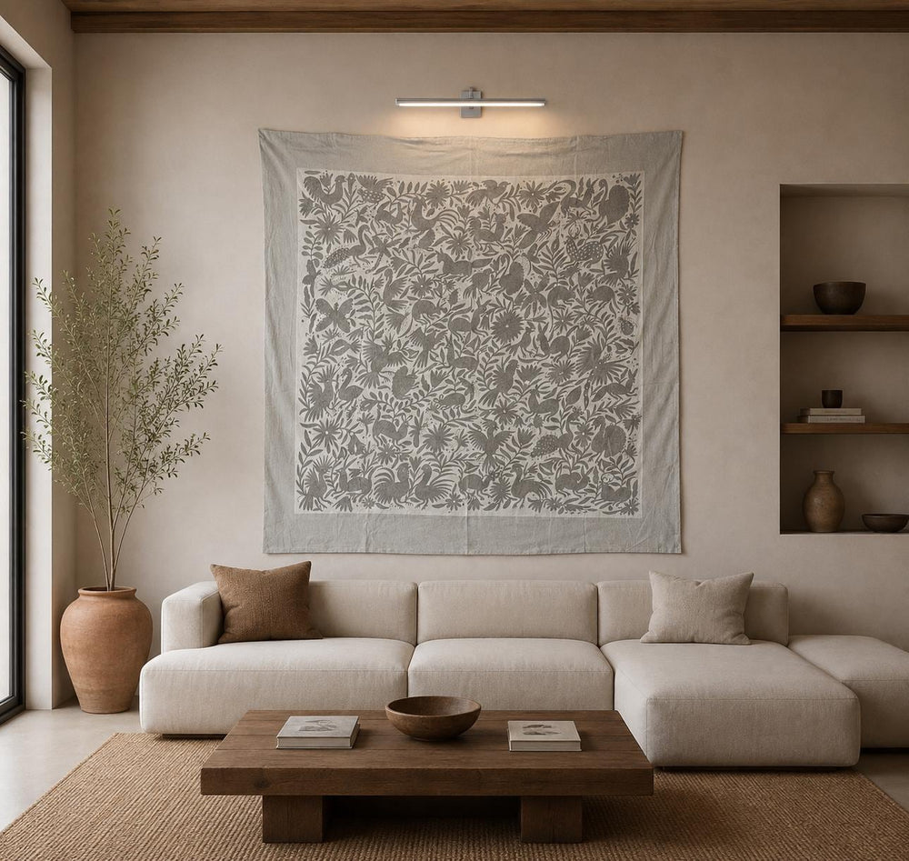 Mexican Tapestry Wall Art Silver Dream | Embroidered Wall Art | Boho Embroidery | Signature Collection | Otomi Art from Tenango de Doria