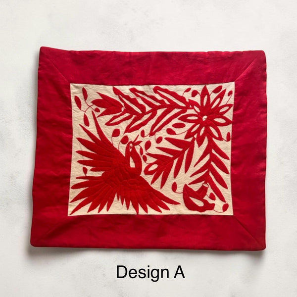 Boho Wall Art Small | Otomi Embroidery Pattern | Unique Art Gift | Custom Frame | Otomi Natalia Royal Red from Tenango de Doria