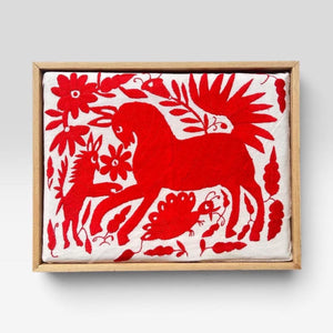 Boho Wall Art Small | Otomi Embroidery Pattern | Unique Art Gift | Custom Frame | Otomi Natalia Royal Deep Orange from Tenango de Doria