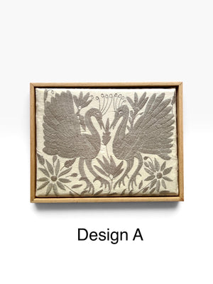 Boho Wall Art Small | Otomi Embroidery Pattern | Unique Art Gift | Custom Frame | Otomi Natalia Royal Silver from Tenango de Doria