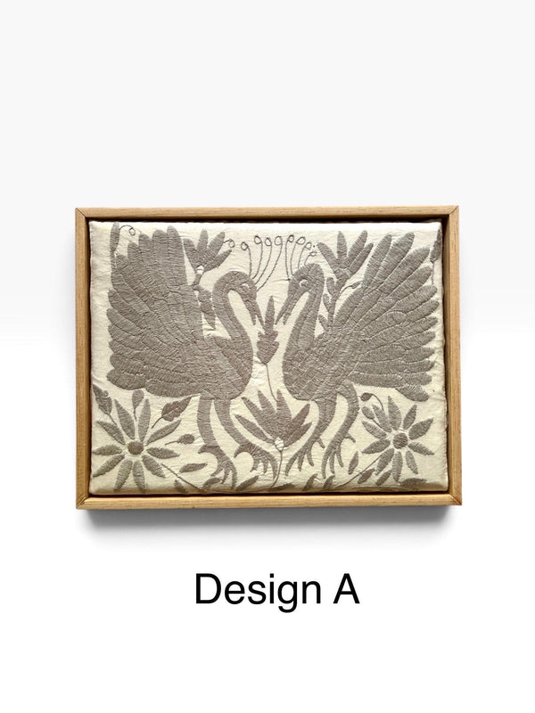 Boho Wall Art Small | Otomi Embroidery Pattern | Unique Art Gift | Custom Frame | Otomi Natalia Royal Silver from Tenango de Doria