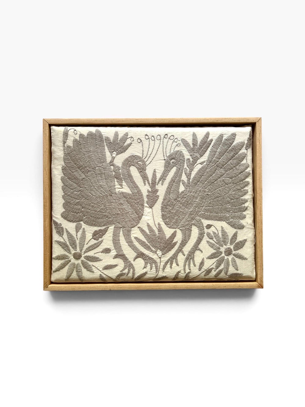 Boho Wall Art Small | Otomi Embroidery Pattern | Unique Art Gift | Custom Frame | Otomi Natalia Royal Silver from Tenango de Doria