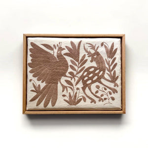 Boho Wall Art Small | Otomi Embroidery Pattern | Unique Art Gift | Custom Frame | Otomi Natalia Royal Tan from Tenango de Doria