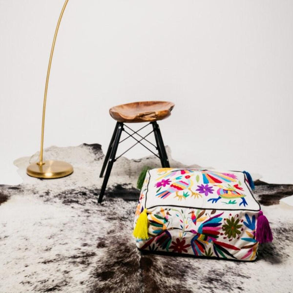 Boho Floor Pouf | Tufted Floor Cushion | Rainbow Fun | Meditation Floor Cushion | Ottoman Coffee Table