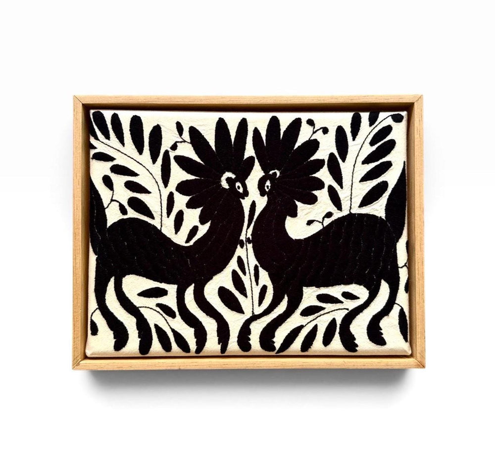 Boho Wall Art Small | Otomi Embroidery Pattern | Unique Art Gift | Custom Frame | Otomi Natalia Royal Blacky from Tenango de Doria