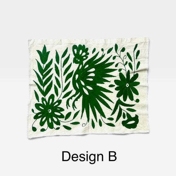 Boho Wall Art Small | Otomi Embroidery Pattern | Unique Art Gift | Custom Frame | Otomi Natalia Royal Green from Tenango de Doria