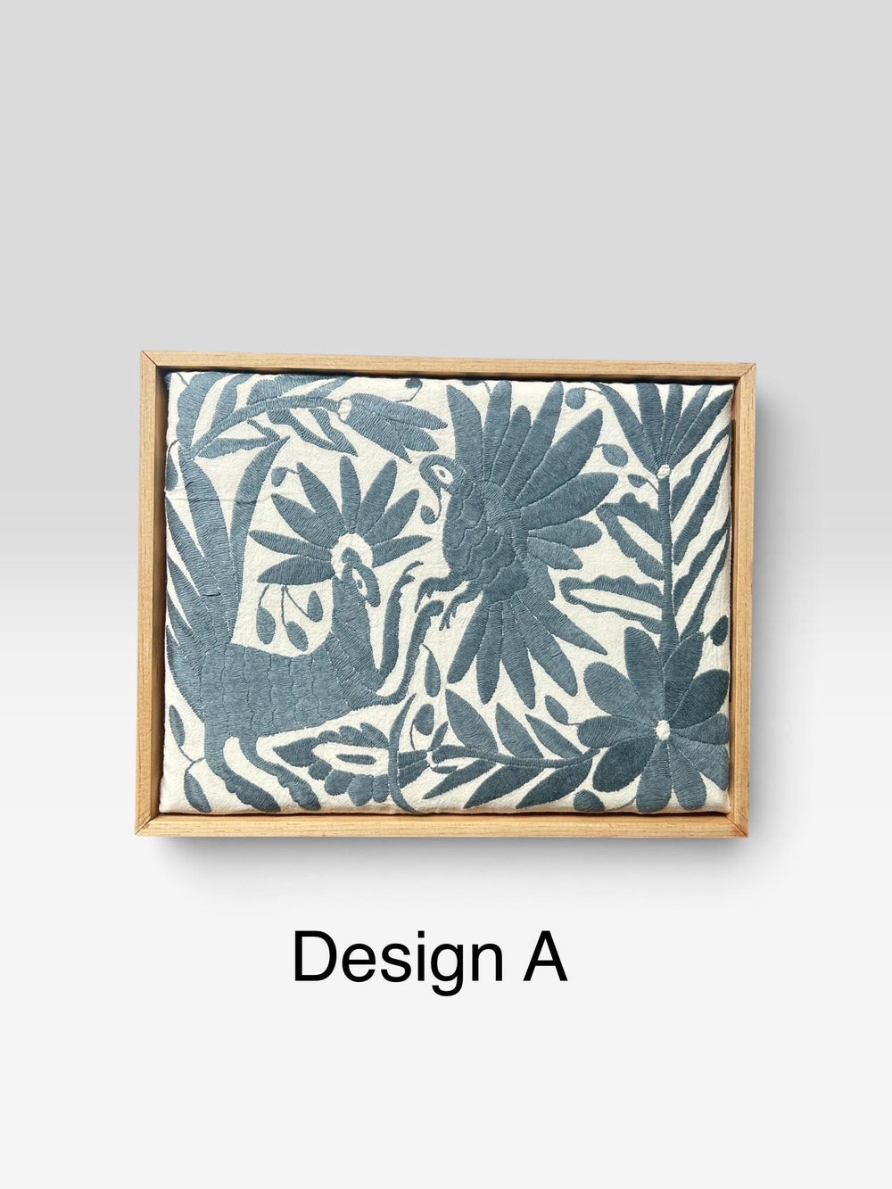 Boho Wall Art Small | Otomi Embroidery Pattern | Unique Art Gift | Custom Frame | Otomi Natalia Royal Grey from Tenango de Doria