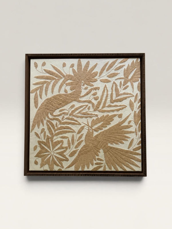 Mexican Tapestry Wall Art | Boho Embroidery | Embroidered Wall Art | Otomi Embroidery pattern | Customizable Wall Art | Natalia Royal Tan