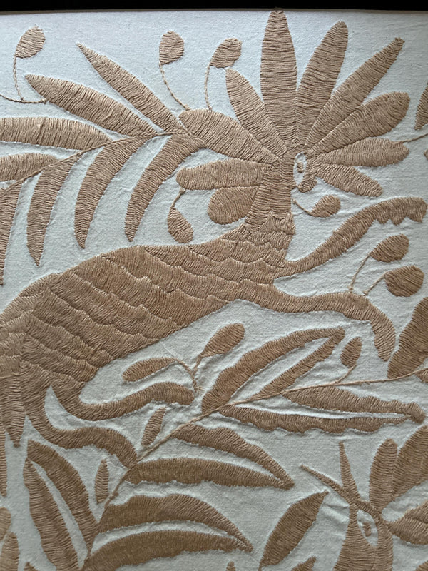 Mexican Tapestry Wall Art | Boho Embroidery | Embroidered Wall Art | Otomi Embroidery pattern | Customizable Wall Art | Natalia Royal Tan