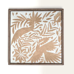 Mexican Tapestry Wall Art | Boho Embroidery | Embroidered Wall Art | Otomi Embroidery pattern | Customizable Wall Art | Natalia Royal Tan