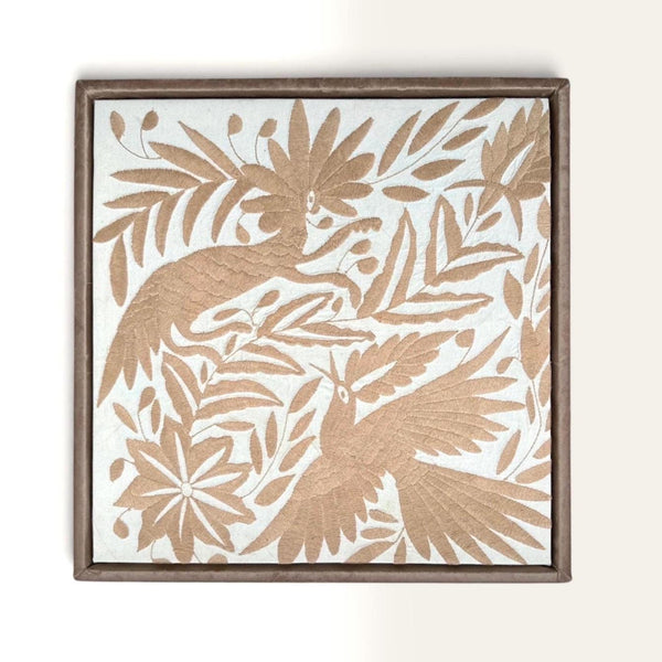 Mexican Tapestry Wall Art | Boho Embroidery | Embroidered Wall Art | Otomi Embroidery pattern | Customizable Wall Art | Natalia Royal Tan