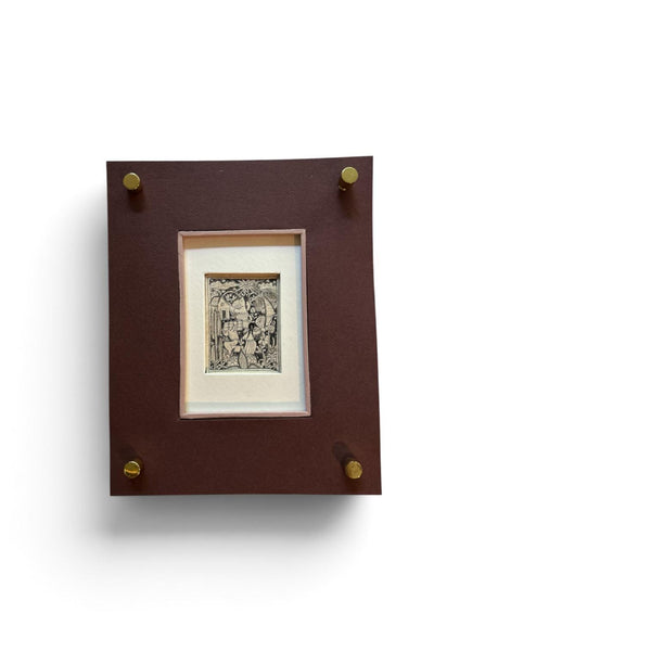 Diptych Wall Art | Small Papel Amate Ink Drawing on Bark Paper | Custom Acrylic Frame | Award-Winning Otomi Artist | Unique Wall Art