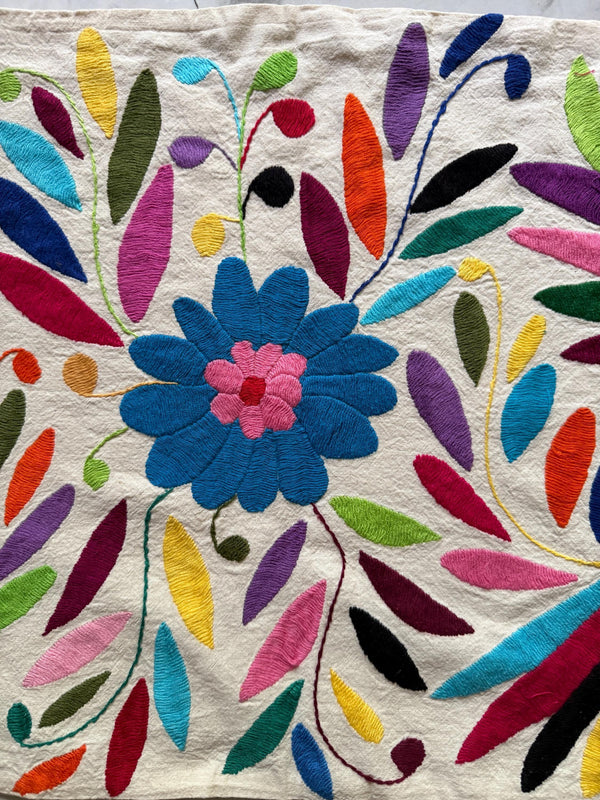 Custom Table Runner | Boho Embroidery | Artistic Framing | Otomi embroidery pattern | Rainbow quiet path from Tenango de Doria