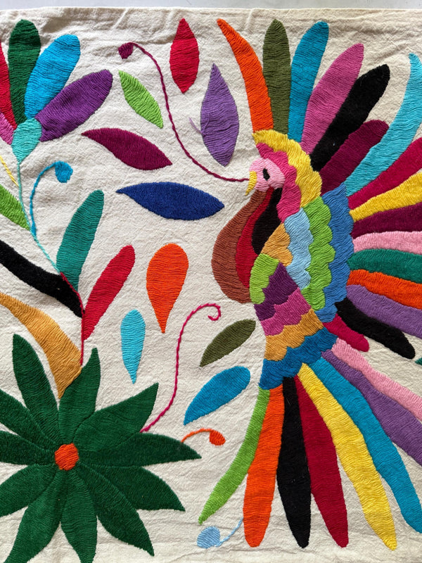 Custom Table Runner | Boho Embroidery | Artistic Framing | Otomi embroidery pattern | Rainbow quiet path from Tenango de Doria