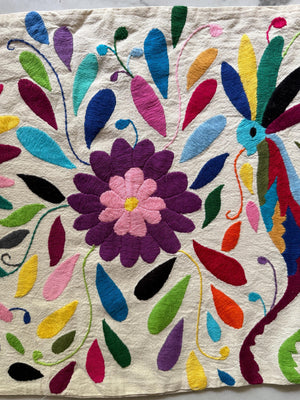 Custom Table Runner | Boho Embroidery | Artistic Framing | Otomi embroidery pattern | Rainbow quiet path from Tenango de Doria