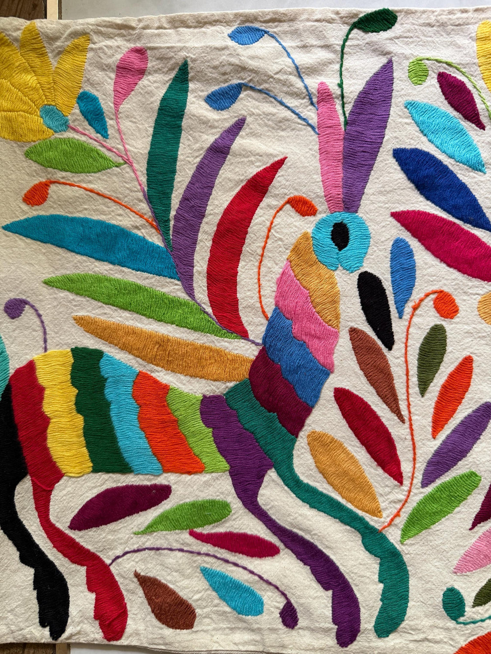 Custom Table Runner | Boho Embroidery | Artistic Framing | Otomi embroidery pattern | Rainbow quiet path from Tenango de Doria