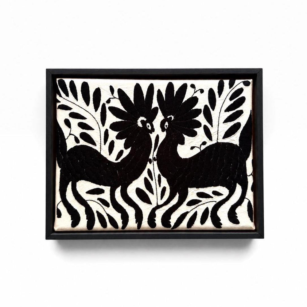 Boho Wall Art Small | Otomi Embroidery Pattern | Unique Art Gift | Custom Frame | Otomi Natalia Royal Blacky from Tenango de Doria