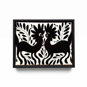Boho Wall Art Small | Otomi Embroidery Pattern | Unique Art Gift | Custom Frame | Otomi Natalia Royal Blacky from Tenango de Doria