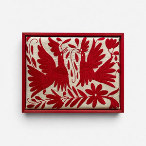 Boho Wall Art Small | Otomi Embroidery Pattern | Unique Art Gift | Custom Frame | Otomi Natalia Royal Red from Tenango de Doria