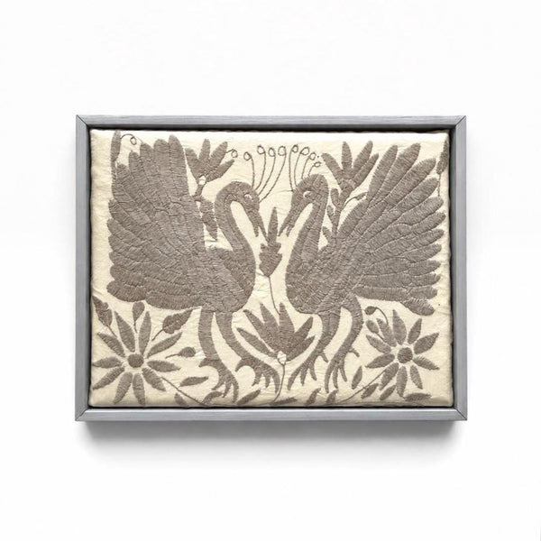 Boho Wall Art Small | Otomi Embroidery Pattern | Unique Art Gift | Custom Frame | Otomi Natalia Royal Silver from Tenango de Doria