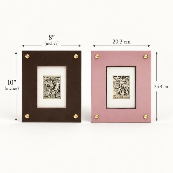 Diptych Wall Art | Small Papel Amate Ink Drawing on Bark Paper | Custom Acrylic Frame | Award-Winning Otomi Artist | Unique Wall Art
