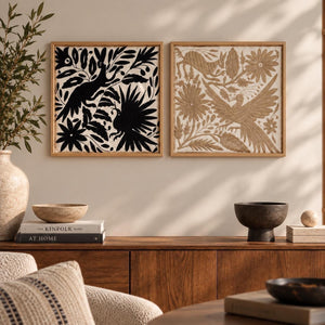 Diptych Wall Art | Otomi embroidery pattern | Customizable Wall Art | Boho Embroidery | Custom Frame | Interior Design Art