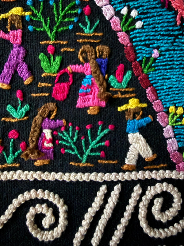 Boho Wall Hanging Art | Unique Embroidery | Wall Hanging Frame | Custom Frame | Fiesta Decorations from Tzintzuntzan Michoacan