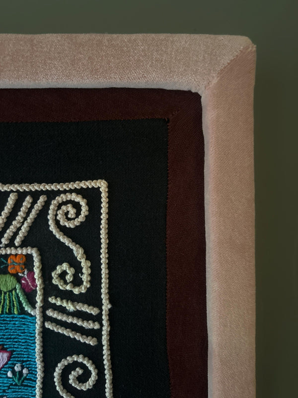 Boho Wall Hanging Art | Unique Embroidery | Wall Hanging Frame | Custom Frame | Fiesta Decorations from Tzintzuntzan Michoacan