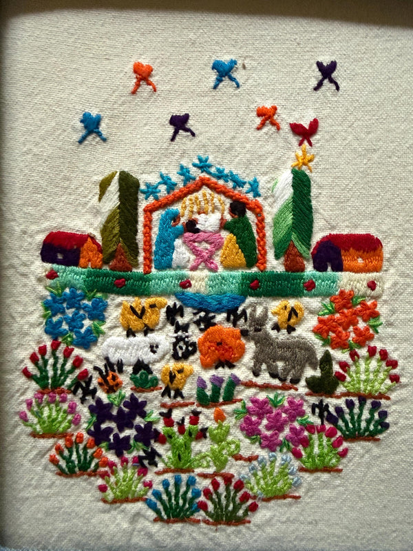 Christian Embroidery Designs | Unique Embroidery | Mexican Christian Decor | Custom Frame | Fiesta Decorations from Tzintzuntzan, Michoacan
