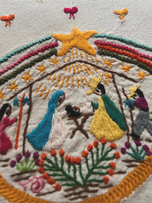 Christian Embroidery Designs | Unique Embroidery | Mexican Christian Decor | Custom Frame | Fiesta Decorations from Tzintzuntzan, Michoacan