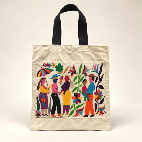 Embroidered Tote Bag | Embroidered Makeup Bag | Anniversary present for wife | Embroidered Toiletry Bag | Otomi Embroidery Pattern