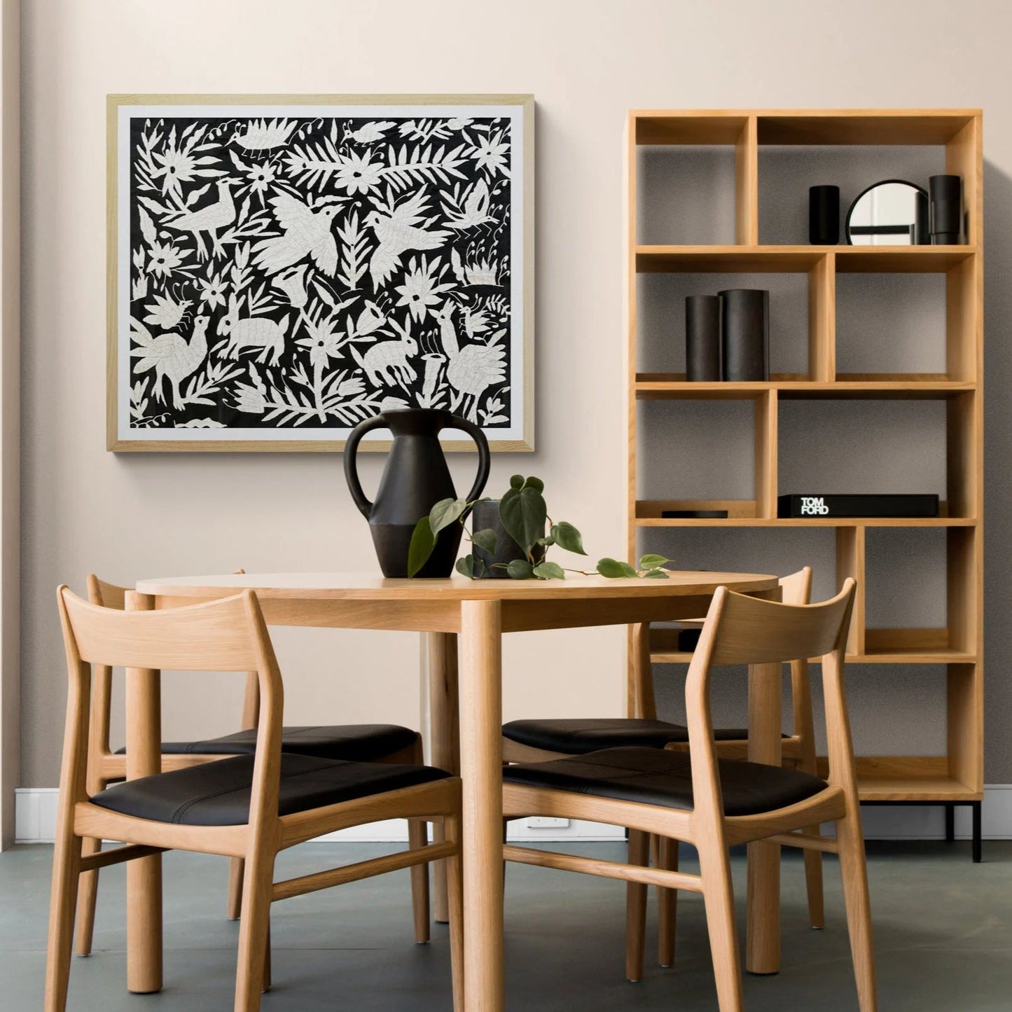 Otomi Embroidery Wall Hanging | Black & White Mexican Textile | Tenango de Doria | Unique Wall Decor