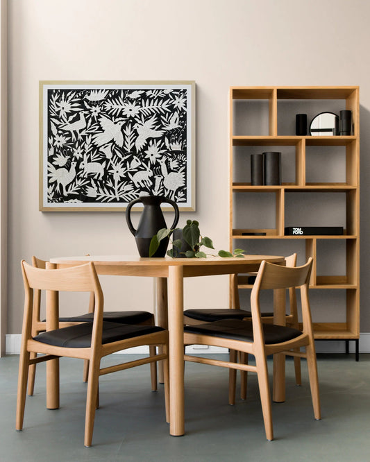 Hand-Embroidered Otomi Wall Art – Black & White Boho Decor 26"x35"