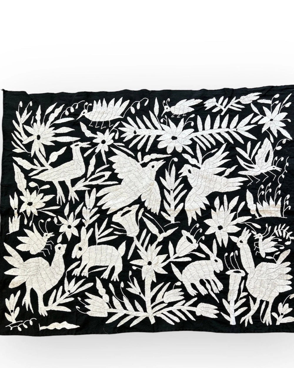Arte Textil Otomi | Textil mexicano en blanco y negro | Tenango de Doria | Decoración de pared única