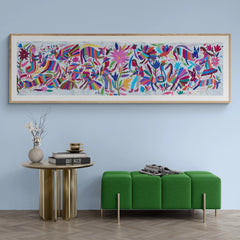 Otomi embroidered Runner in Rainbow | Wall art