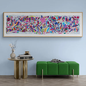 Otomi embroidered Runner in Rainbow | Wall art