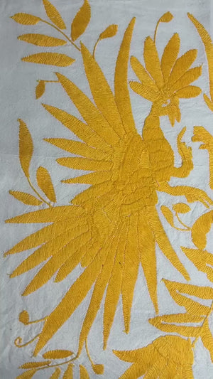 Otomi Hand embroidered Wall Hanging | Mexican Embroidery Art | Yellow dream