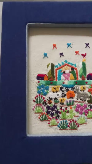 Christian Embroidery Designs | Unique Embroidery | Mexican Christian Decor | Custom Frame | Fiesta Decorations from Tzintzuntzan, Michoacan