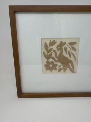 Framed Tan Otomi Emboridery | A collected textile piece for layered walls