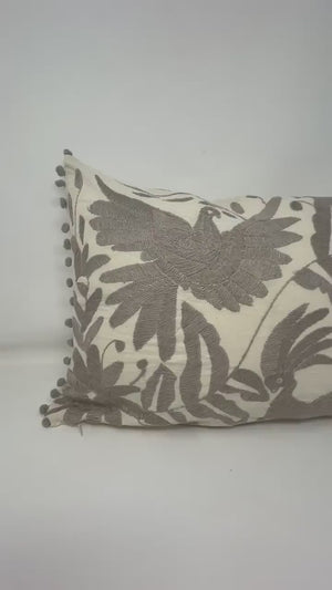 Otomi embroidery pillow | Mexican embroidery | Silver Dream | Mexican cushion from Tenango de Doria | One of a Kind | Pillow insert included