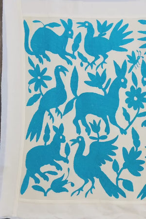 Otomi Embroidery Pattern | Boho Embroidery | Custom embroidery Art |  Artistic Framing | Otomi Cian Garden from Tenango de Doria