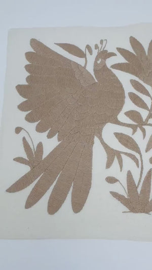 Boho Wall Art Small | Otomi Embroidery Pattern | Unique Art Gift | Custom Frame | Otomi Natalia Royal Tan from Tenango de Doria