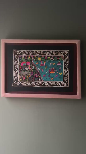 Boho Wall Hanging Art | Unique Embroidery | Wall Hanging Frame | Custom Frame | Fiesta Decorations from Tzintzuntzan Michoacan