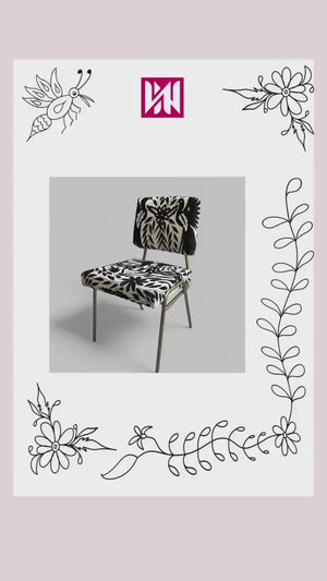 Hand Embroidered Otomi Upholstered Chair | Kissing Birds | Mexican Folk Art | Tenango de Doria