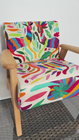 Home Decor Folk Art | Boho Embroidery | Otomi Tiny Armchair | Pet Furniture | Gift for art lover from Tenango de Doria