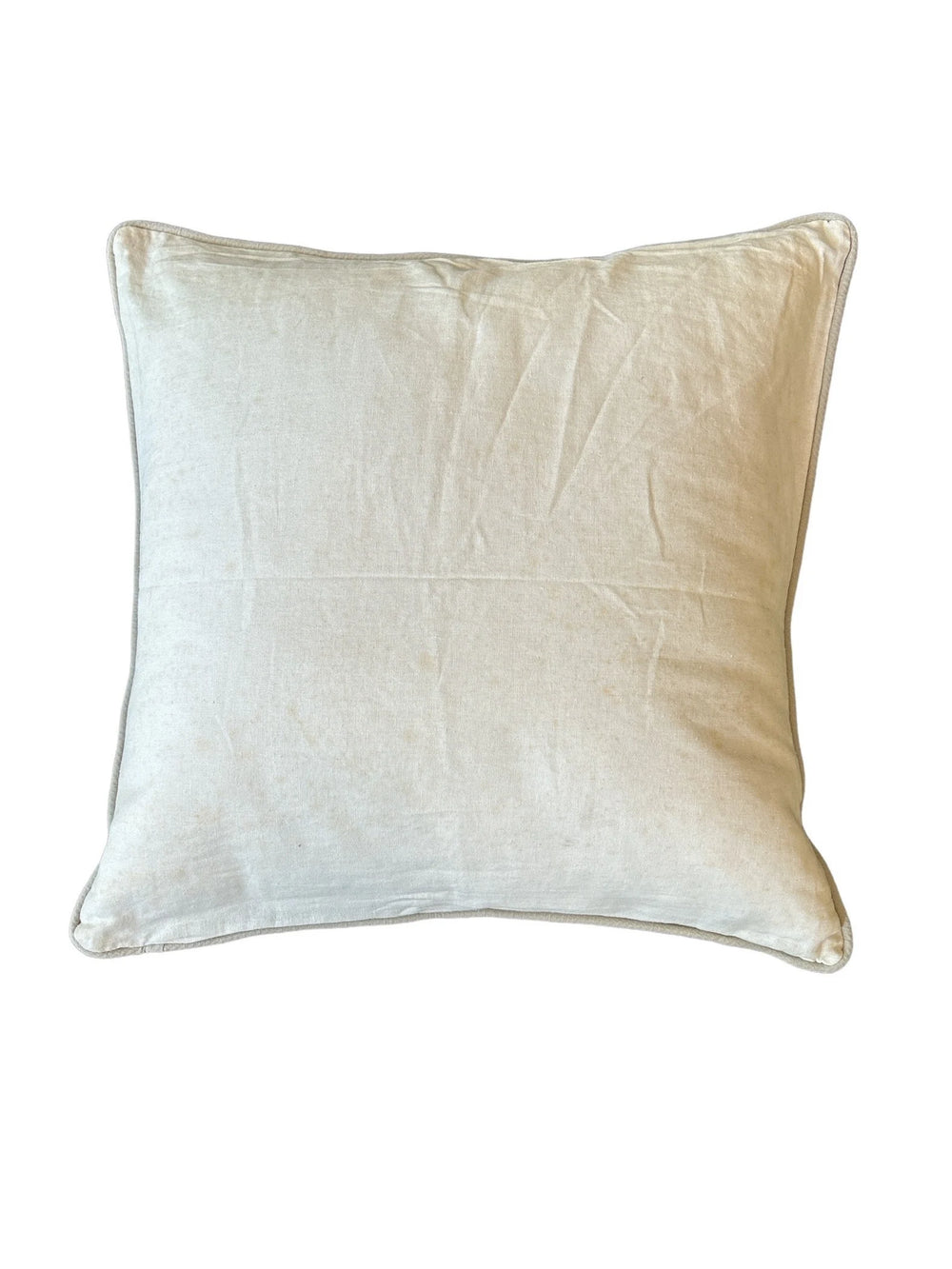 Cojín Otomí Bordado de 23"x23" – Blanco y Canela | Cojín Mexicano Hecho a Mano, Decoración Bohemia para el Hogar